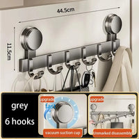 Patère Salle de Bain à Ventouse sans Perçage, Rail Aluminium Gris