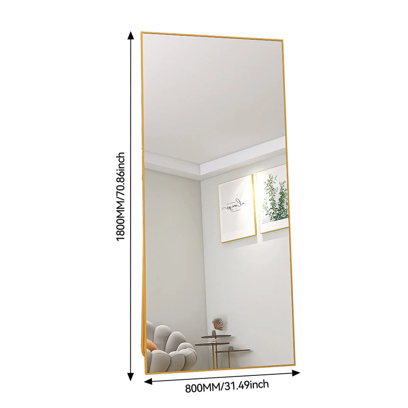 Miroir sur Pied XXL Noir ou Doré Verre Trempé