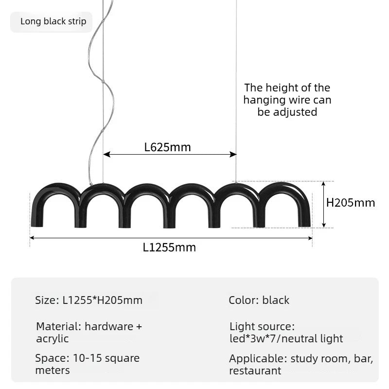Suspension Cuisine LED Arches Colorées, 2 à 12 LED, 6 Coloris