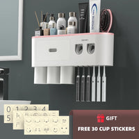 Porte-Brosse à Dents Mural Magnétique, Distributeur de Dentifrice, 1 à 5 Gobelets