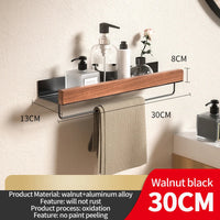 Étagère Murale Salle de Bain Hêtre ou Noyer, 30 à 60 cm