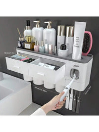 Porte-Brosse à Dents Mural avec Presse-Dentifrice, 2, 3 ou 4 Gobelets