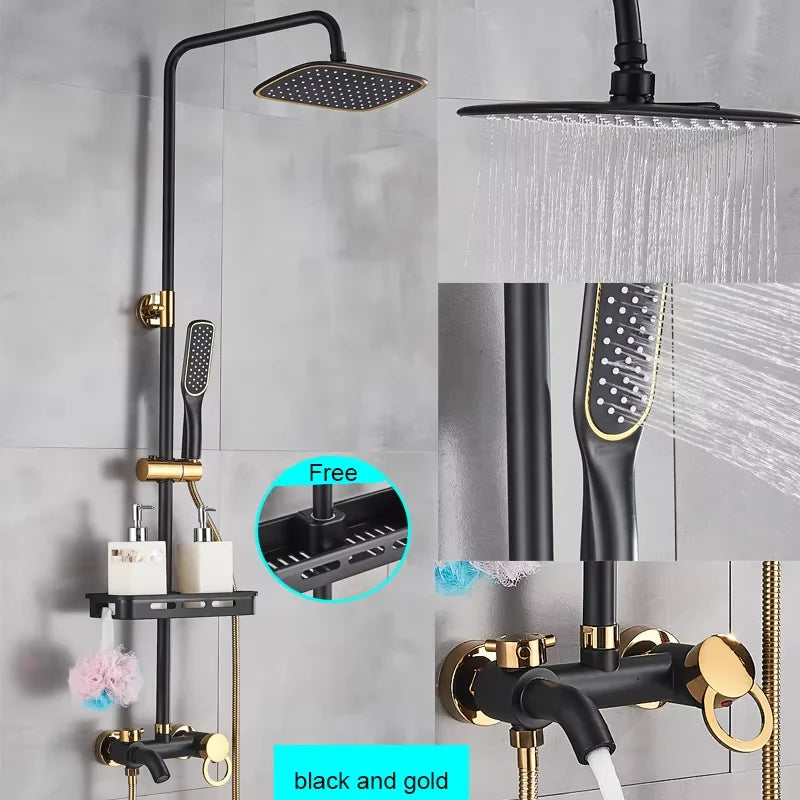 Colonne de Douche Pluie avec Douchette Bidet et Bec de Bain, 5 Finitions