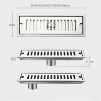Caniveau de Douche Inox 304 Brossé ou Noir, 20 à 60 cm