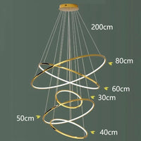 Suspension Cuisine LED à 5, 6 ou 7 Anneaux, Double Hauteur et Escalier