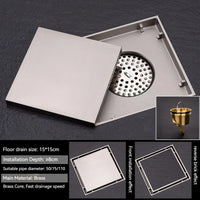Bonde de Douche Carrée Laiton Anti-Odeur 12 ou 15 cm