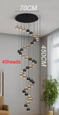 Suspension Cuisine LED à Boules Noires et Dorées, 9 à 60 Lampes