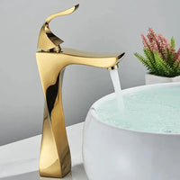 Mitigeur Lavabo Design Torsadé, Doré ou Chromé, Bas ou Haut