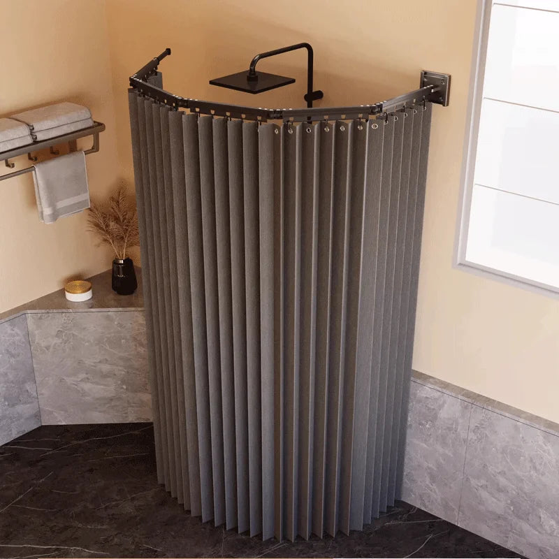 Barre Rideau de Douche Pliante, Gris ou Blanc, 4 ou 5 Plis