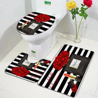 Rideau de Douche Flacon Parfum 180x180 cm et Tapis à la Pièce