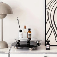 Plateau Miroir Forme Libre sur Pieds Boules, Argenté ou Noir