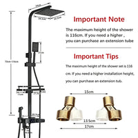 Colonne de Douche Carrée Thermostatique avec Douchette et Étagère