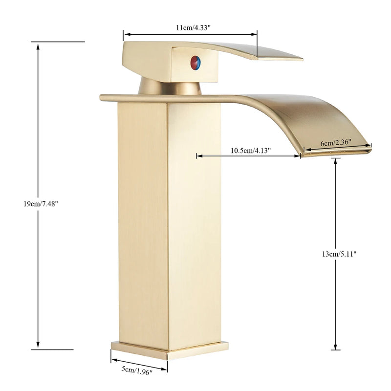 Mitigeur Lavabo Cascade Carré Noir Mat