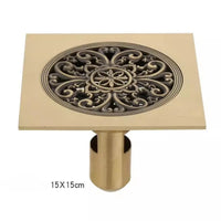 Bonde de Douche Carrée Laiton Sculpté 15 x 15 cm, 3 Motifs
