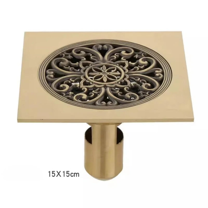 Bonde de Douche Carrée Laiton Sculpté 15 x 15 cm, 3 Motifs