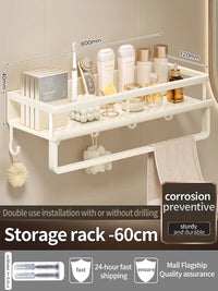 Étagère de Douche Murale Aluminium Avec ou Sans Perçage 30 à 60 cm