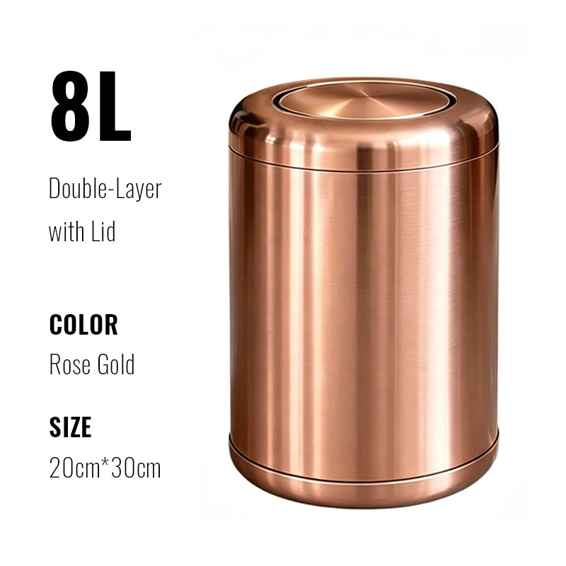 Poubelle de Salle de Bain Luxe Inox Double Couche 8 ou 10 Litres
