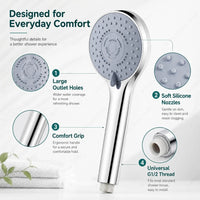 Pommeau de Douche Portable 5 Jets Haute Pression Gris Argent