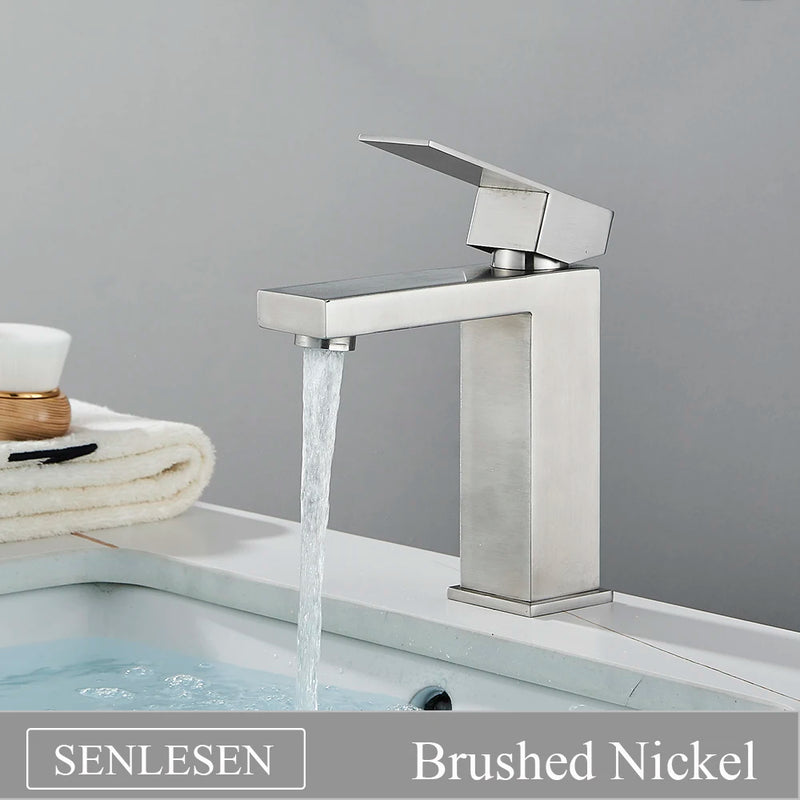 Mitigeur Lavabo Design Carré, Bas et Haut, 5 Finitions