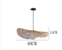 Suspension Cuisine Rotin Tressé Pétale, Brun ou Blanc, 40 à 100 cm