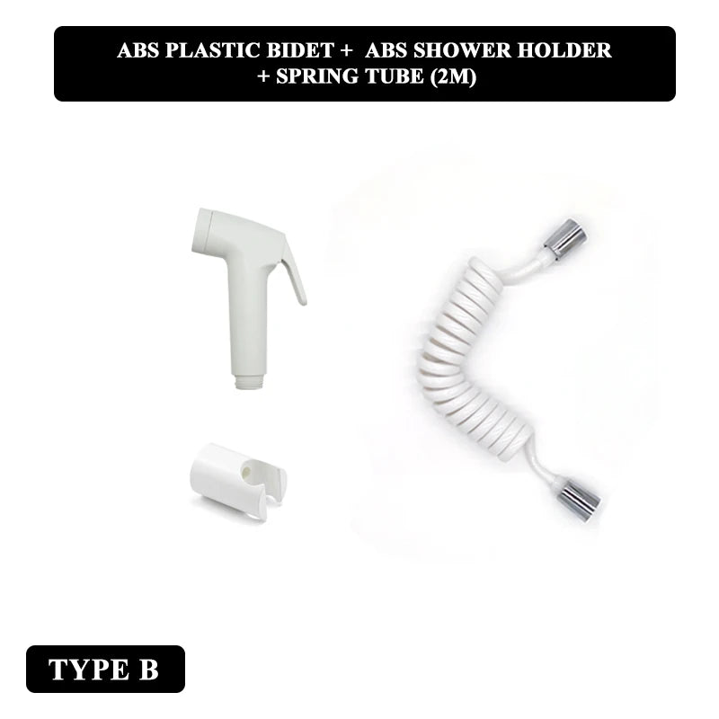 Douchette WC Blanche Pulvérisateur ABS ou Inox avec Flexible et Support Mural
