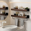 Étagère Murale Salle de Bain Hêtre ou Noyer, 30 à 60 cm