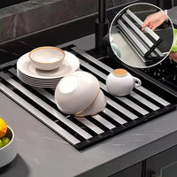 Égouttoir à Vaisselle Pliable Télescopique Inox 45-50 cm