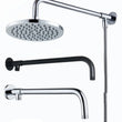 Bras de Douche Mural Inox 33 à 48 cm, Noir ou Chromé