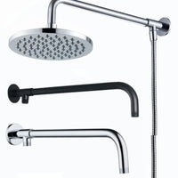 Bras de Douche Mural Inox 33 à 48 cm, Noir ou Chromé