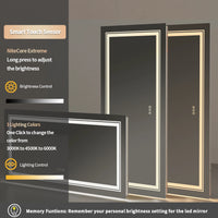 Grand Miroir LED Salle de Bain Rectangulaire Anti-Buée, 100 à 160 cm