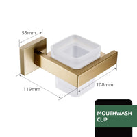 Accessoires Salle de Bain Doré Brossé Carré Inox 304 à la Pièce, 22 Articles