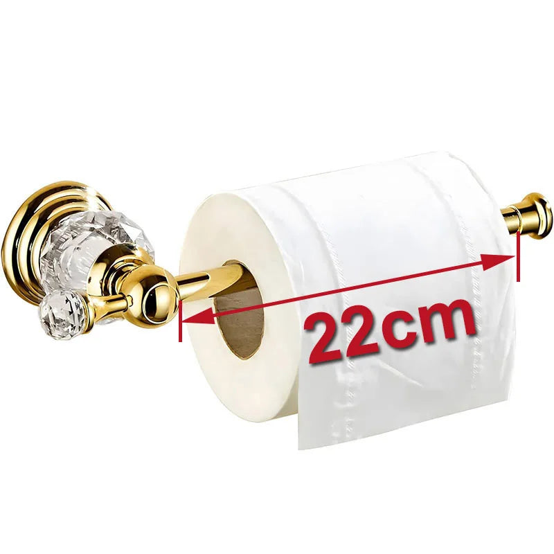 Accessoires Salle de Bain Dorés Cristal à la Pièce, 16 Articles