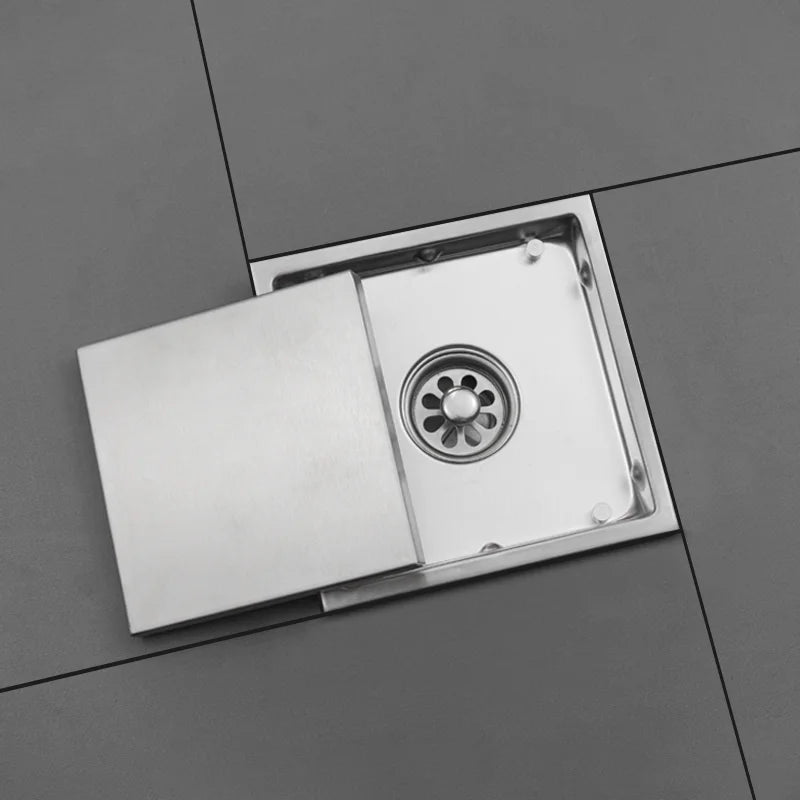 Bonde de Douche Carrée Inox 15 x 15 cm, Grille ou Plaque Invisible