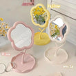 Miroir de Table Fleur avec Plateau de Rangement, Rose, Blanc ou Jaune