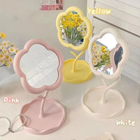 Miroir de Table Fleur avec Plateau de Rangement, Rose, Blanc ou Jaune