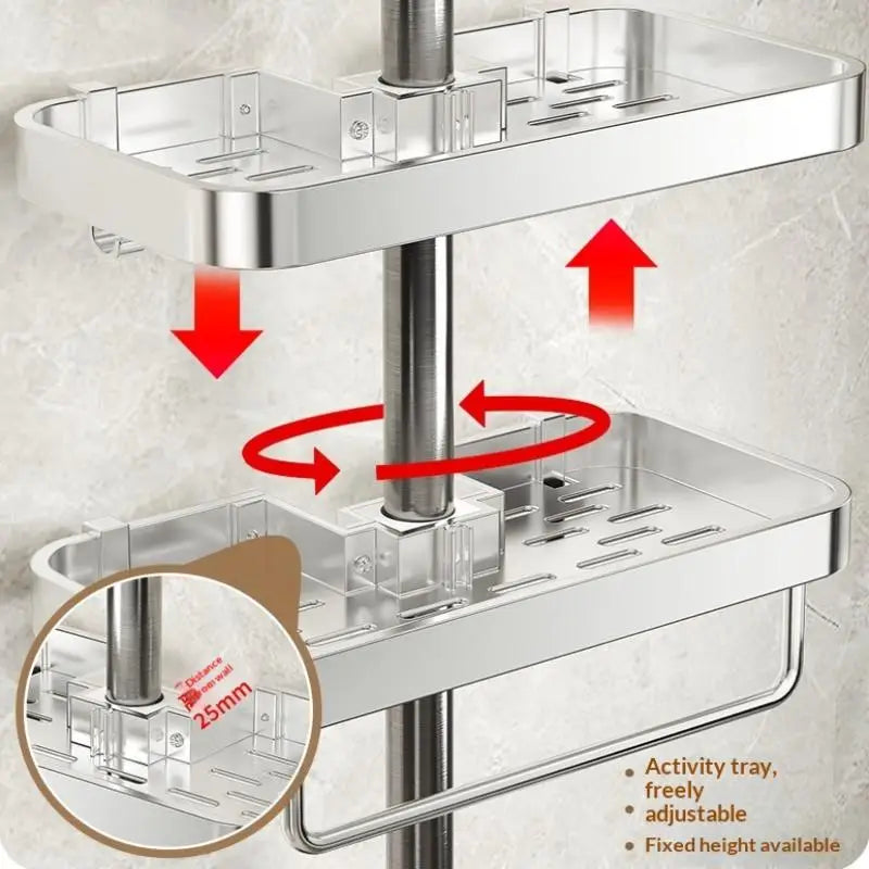 Étagère de Douche pour Barre de Douche en Aluminium, Sans Perçage