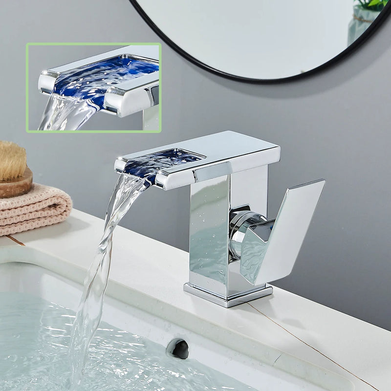 Mitigeur Lavabo Cascade LED Couleur Changeante