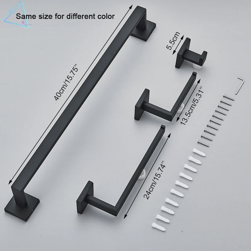 Ensemble Accessoires Salle de Bain Inox 4 Pièces