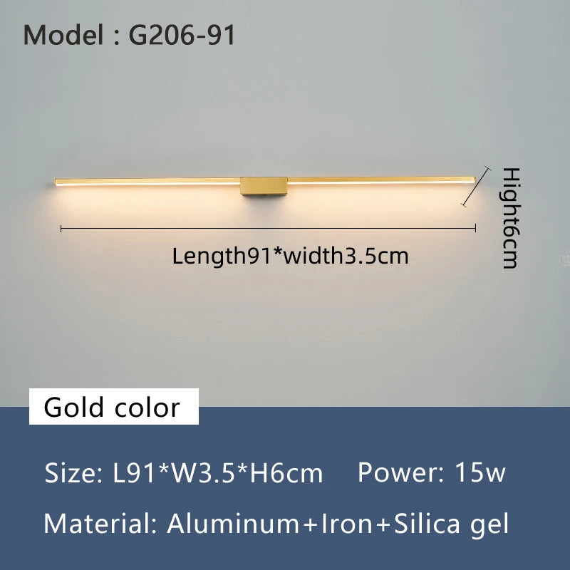 Réglette LED Miroir Salle de Bain Noire ou Dorée