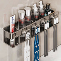 Porte-Brosse à Dents Électrique Mural, 2 à 6 Gobelets, Gris ou Blanc