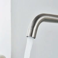 Robinet Mural Lavabo Nickel Brossé, Mitigeur Eau Chaude et Froide Bec Pivotant