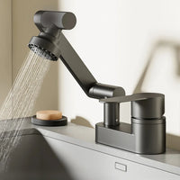 Mitigeur Lavabo Double Trou à Bras Articulé 195 mm, Chromé ou Gris Anthracite