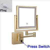 Miroir Grossissant LED Mural Bras Extensible Carré 3X