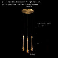 Suspension Cuisine Goutte d'Eau Cristal Doré LED, 1 à 10 Gouttes