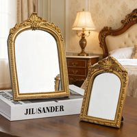 Miroir de Table Doré en Arche Sculptée, Style Vintage, 3 Formats