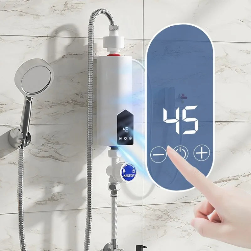 Chauffe-Eau Instantané Électrique Compact 220 V avec Affichage Digital