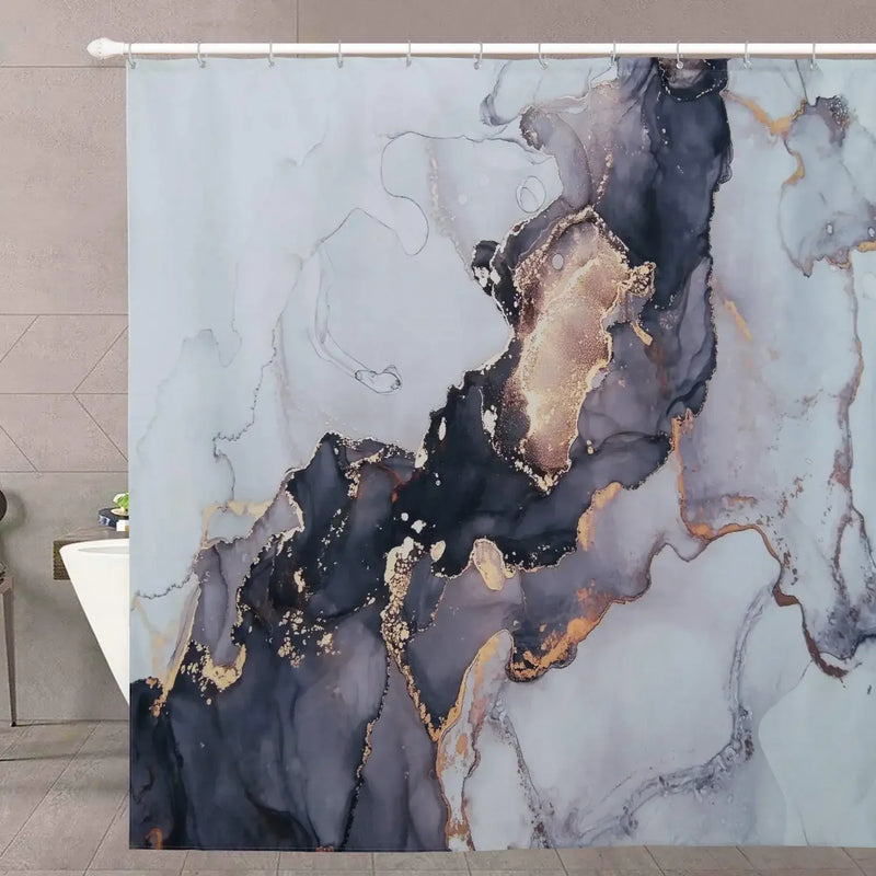 Rideau de Douche Effet Marbre en Tissu, 18 Motifs, 90 à 300 cm