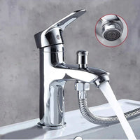 Mitigeur Lavabo Chromé avec Douchette à Main, Inverseur et Flexible