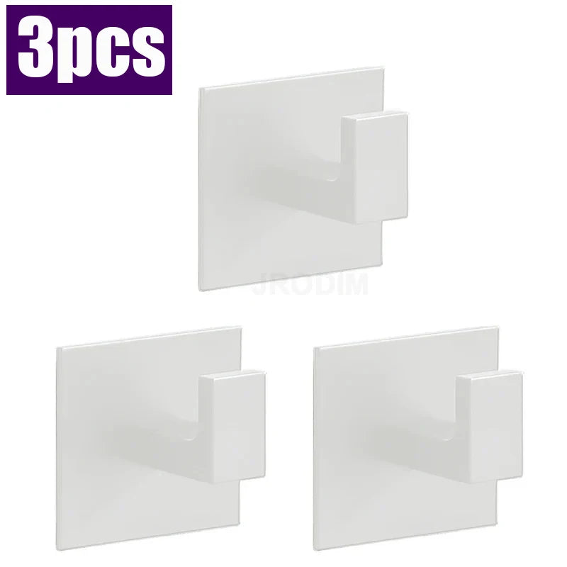Patère Adhésive Carrée en Aluminium, Noir, Gris ou Blanc, Lot de 1 à 4 Crochets