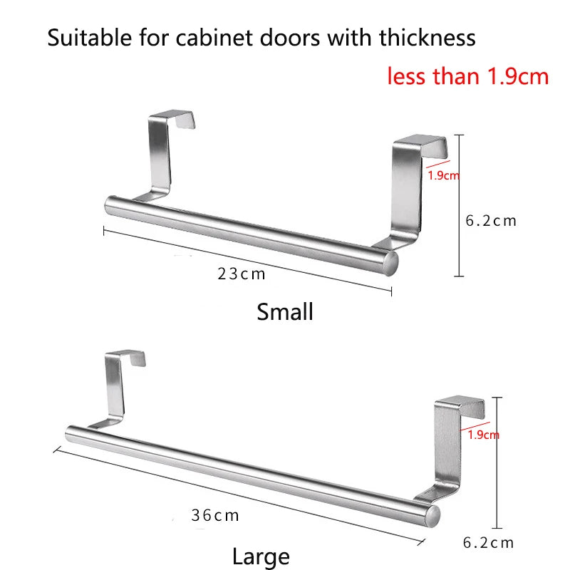 Porte-Serviette de Porte de Meuble Inox Sans Perçage, 23 ou 36 cm